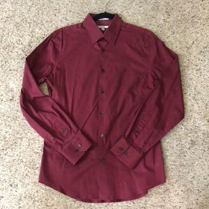 Mens M NWOT Express 1MX Fitted Maroon button shirt